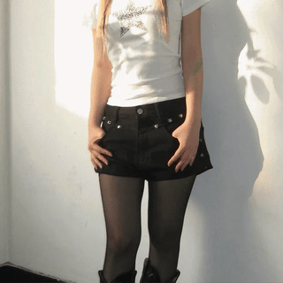 black washed hot pants