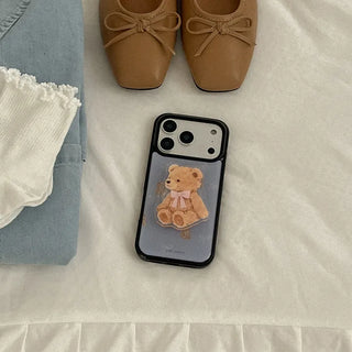 Teddy Friends iPhone 18 Pro Galaxy Epoxy Black Bumper Case