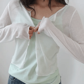 Sensational button see-through long-sleeved cardigan