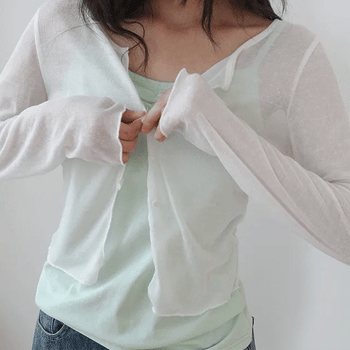 Sensational button see-through long-sleeved cardigan