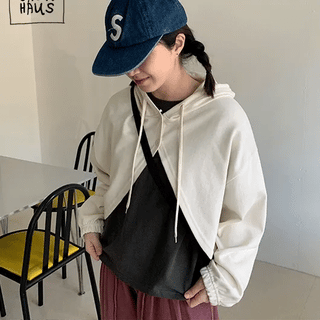 Enku Hooded Bolero Cardigan