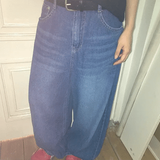 Ain Semi-Balloon Fit Wide Denim Pants