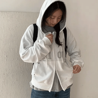 Femme Star Print Zip-Up Hoodie