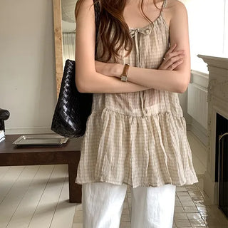 Mori Check Sleeveless Blouse