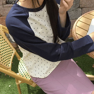 Ketun Dot Color Block Raglan Tee