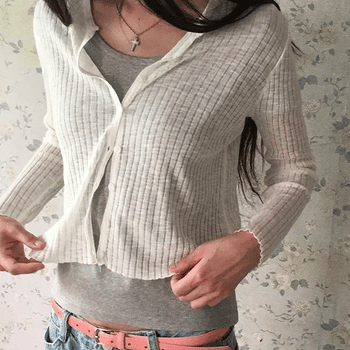 Delvia Ribbed Slim Fit Sheer Knit Cardigan