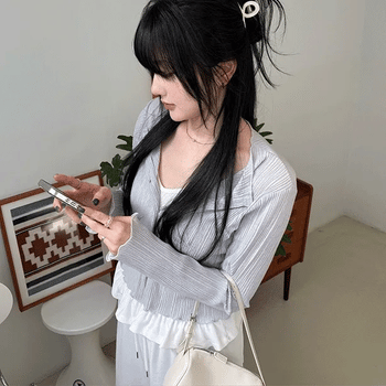 Wrinkle pleated cardigan