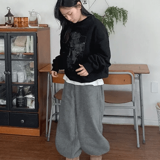 Bubuen Flower Fleece Jogger Pants