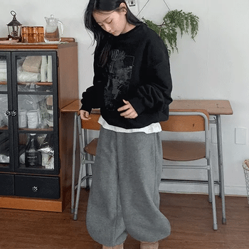 Bubuen Flower Fleece Jogger Pants