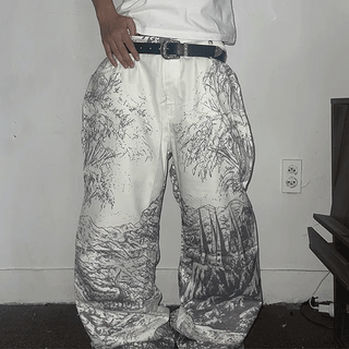 chain graphic print pants