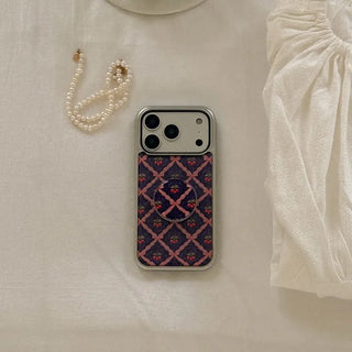 Vintage Cherry Pattern iPhone 18 Pro Galaxy MagSafe Silver Bumper Case