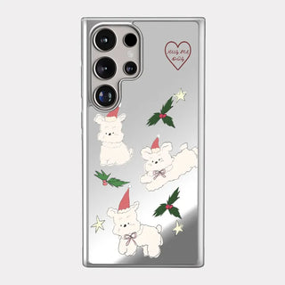 [Support for Abandoned Dogs] Holiday Hug Me Dog iPhone Silver Mirror Bumper Case