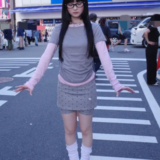 Polka dot skirt pants