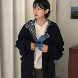 Kanperi Check Cotton Hooded Over-the-Field Jacket