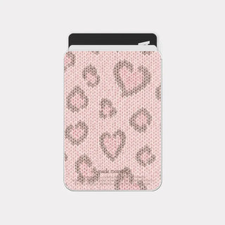 Lovely leopard fabric MagSafe clear card wallet pocket case