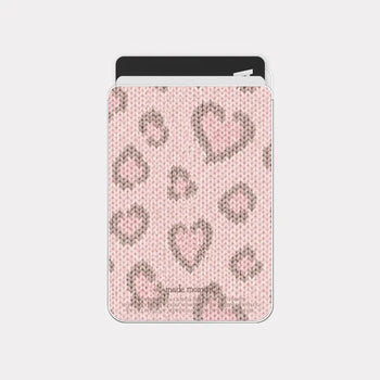Lovely leopard fabric MagSafe clear card wallet pocket case