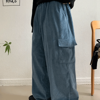 Pomp Corduroy Cargo Elastic Pants