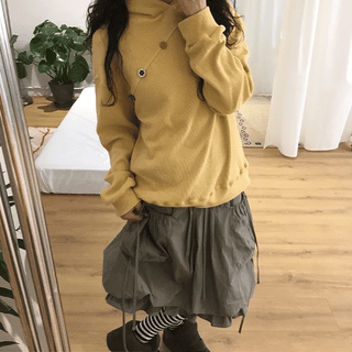 yellow button knit