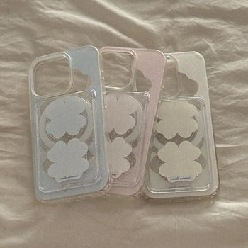 Pastel Clover MagSafe Clear Card Wallet Pocket Case