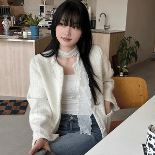 Cien collarless tweed jacket
