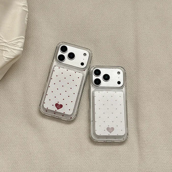 Heart Pin Dot MagSafe Card Transparent Wallet Pocket Case