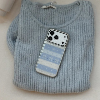 Ribbon Knit iPhone 18 Pro Galaxy Epoxy MagSafe Silver Bumper Case