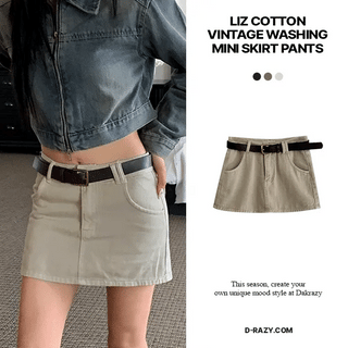 Liz Cotton Vintage Washed Mini Skirt Pants