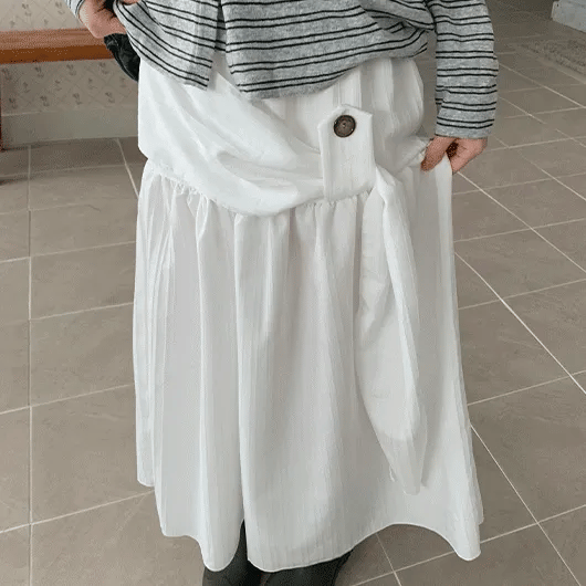 Nathan Shirred Belted Elastic Long Skirt