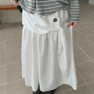 Nathan Shirred Belted Elastic Long Skirt