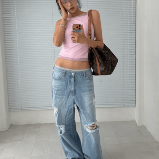DAMAGE WASH WIDE DENIM