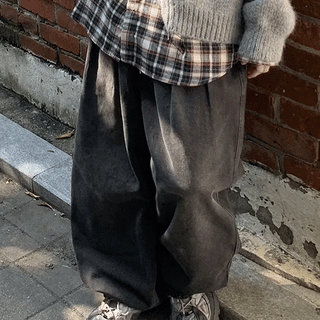Ryumuro Pintuck Banding Denim Balloon Wide Pants