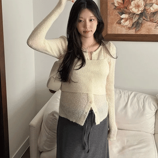 Benny Cardigan Bustier Knit Set