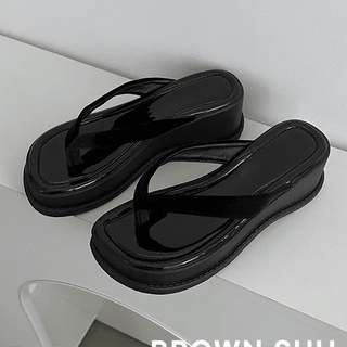 Wedges Platform Flipflops Midheels Medium Heels Platform Sandals Slippers Vacation Summer Holiday Beach Flipflops Shoes Footwear L12288