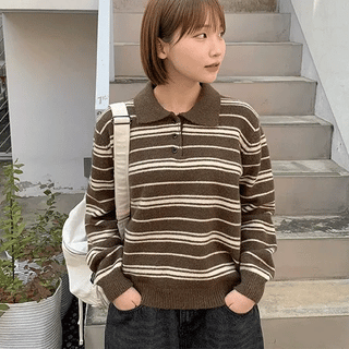Hengo Striped Collar Knit