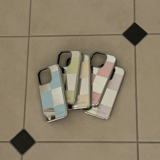 Soft Checkerboard iPhone Silver Mirror Bumper Case