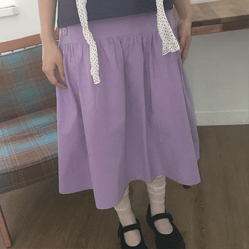 Janta Diagonal Button Elastic Waist Midi Skirt