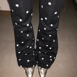 Stripe dot bootcut pants