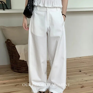 Semi-curved Cotton Wide Pants
