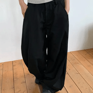 Kento Single-Pleat Balloon Wide Slacks