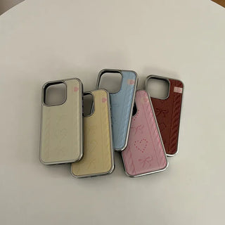 Bow My Heart iPhone 18 Pro Galaxy Epoxy Silver Bumper Case