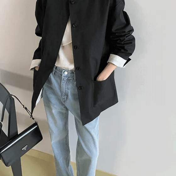 Yumer Cotton Collarless Half Jacket