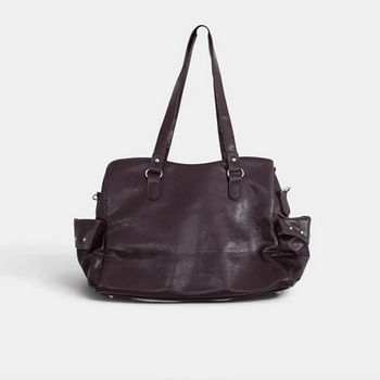 Odine Double Belted Leather Big Shoulder Bag