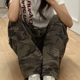 CAMO BIG MEGA WIDE PANT Camo Pattern Big Mega Wide Long Pants Camo Wide Pants