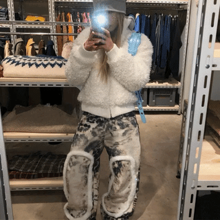 side lettering denim pants