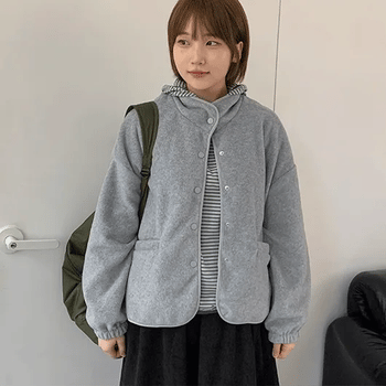 Dond Button Collar Fleece Jumper Jacket