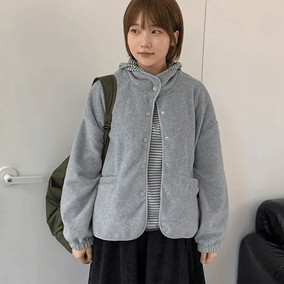 Dond Button Collar Fleece Jumper Jacket