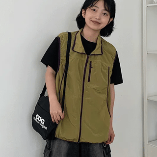 Sean Ko Summer Glossy Color Block Wind Vest