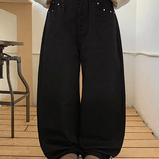 Enen Star Rivet Wide Cotton Pants