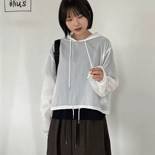 Aven Check Nylon Hoodie