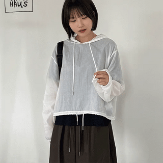 Aven Check Nylon Hoodie